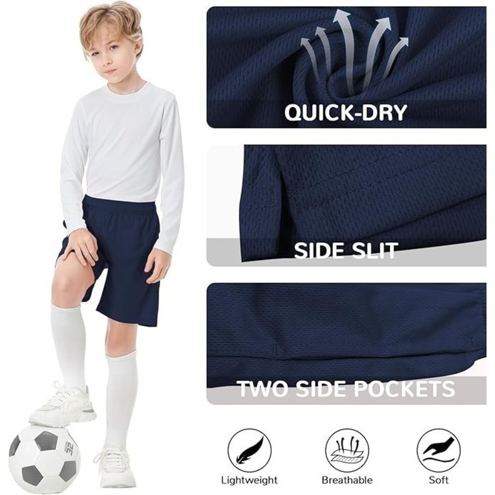 Boys Basketball Shorts Soccer Shorts Gym Shorts Boys Medium Navy Blue - Picture 3 of 3